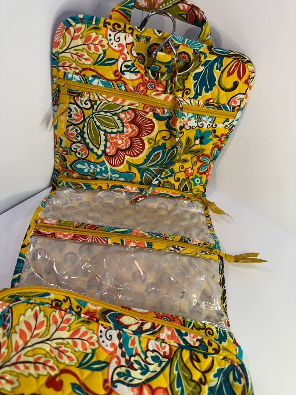 Vera Bradley Hanging Organizer Provencal Yellow Travel Cosmetic Bag Retired - Picture 5 of 6